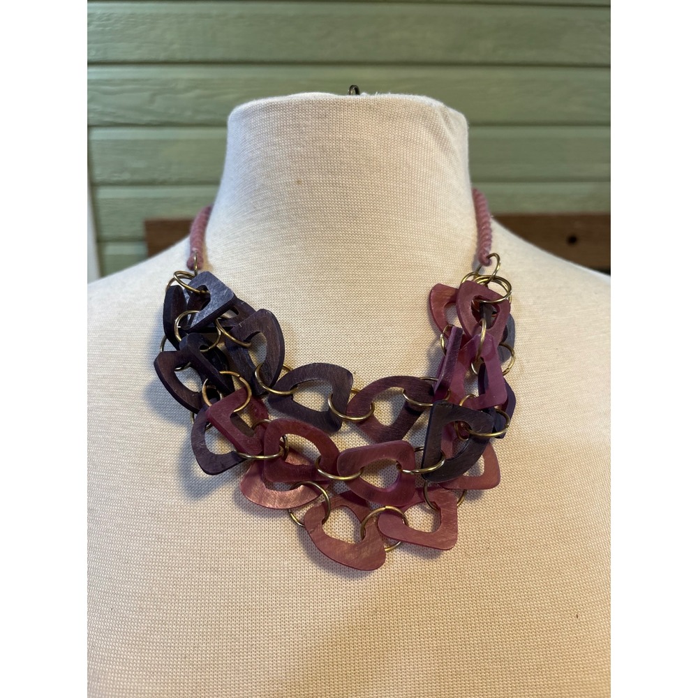 Cottonways Omala Upcycled Cattle Horn Statement Necklace Purple India